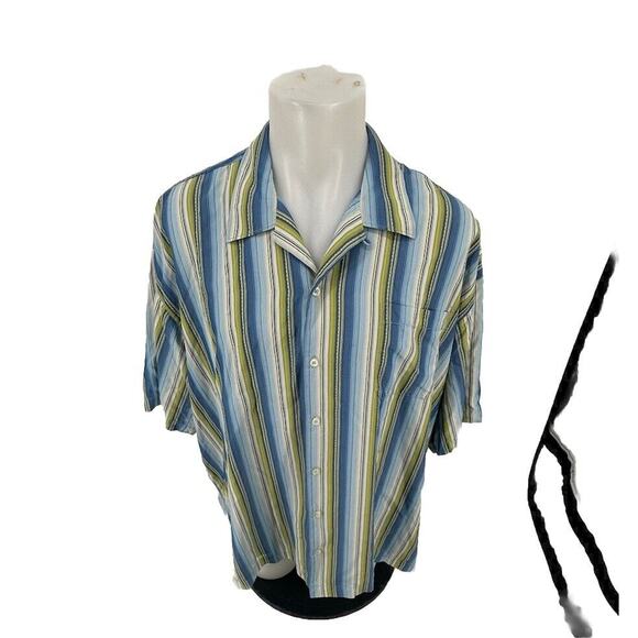 TOMMY BAHAMA XXL Men Button Up Multicolored Striped Shirt 100% Silk Cruise F10 - Picture 1 of 8